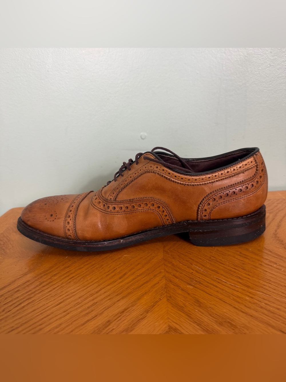 Allen Edmonds Strand Cap Toe Oxford Dress Shoe Dainite Sole Walnut Brown Leather - Picture 4 of 11